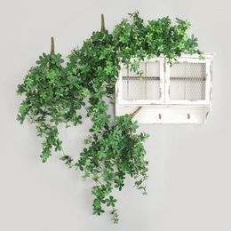 Decorative Flowers 7 Head Hanging Bell Leaf Wall Indoor Simulation Plant Leaves Decoration Artificial Ivy Home Garden Vines Room Decor Gift