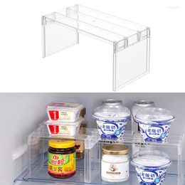 Hooks Refrigerator Organizers Storage Rack Fridge Layered Separator Shelves Transparent Desktop Stand Save Space Kitchen Accessories