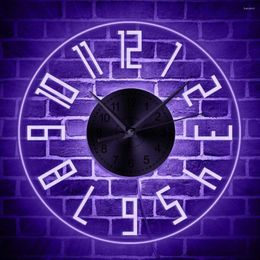 Wall Clocks Classic Design Numbers Clock With LED Backlight Display Acrylic Lighting Room Decor