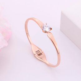 Bangle Fashion Single Diamond Bracelet Women Stainless Steel Personalised Electroplated Rose Gold Ornament Bracelets For