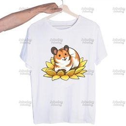 Erkek Tişörtleri Hamster Mom'umu Seviyor Harajuku Baskılı Unisex Kısa Kollu Serin Karikatür Günlük T-Shirt Erkek Sokak Giyim Topçılar