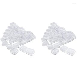 Storage Bottles 100Packs Small Clear Plastic Containers Case With Lids For Items And Other Craft Projects