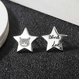 20% OFF 2023 New Luxury High Quality Fashion Jewellery for fearless kitten five pointed star Sterling Silver Trend male and female couple Earrings