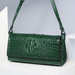 Evening Bags Genuine Crocodile Skin Lady Small Green Flap Purse Authentic Alligator Leather Women's Sling Shoulder Bag Female Cross Body