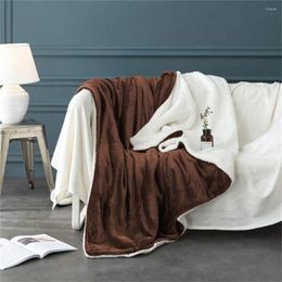 Blankets Quality Winter Double Layer Reversible Blanket Soft Warm Flannel Fleece Throw For Sofa Living Room Chair