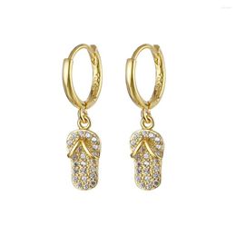 Hoop Earrings 1 Pair Fashion Korean Gold Plated Zircon Women Jewellery Shiny Simple Personality Slippers Pendientes