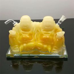 Smoking Pipes new Europe and Americaglass pipe bubbler smoking pipe water Glass bong Hot selling resin double Buddha water bottle