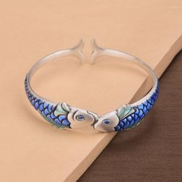 Bangle National Style Drop Craft Pisces Carp Silver Plated Fashion Personality Exquisite Animal Fish Opening Bracelets TYB210