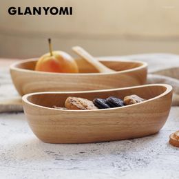 Bowls Boat Shape Serving Bowl For Fruits Or Salad Natural Solid Oval Wooden