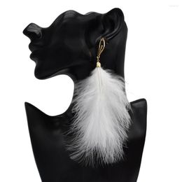 Hoop Earrings Bohemian Pearl For Women Big Statement White Black Feather Dangle Earing Boho Girl Party Ear Jewelry Oorbellen