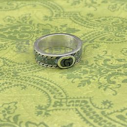 20 off 2023 new luxury high quality fashion jewelry for new sterling silver used light green enamel interlocking men and women couple ring