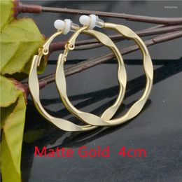 Backs Earrings Clip On Ear Without Piercing Non Pierced Ladies Big Circle Matte Gold Wholesale Fashion Jewellery Hoop For Women