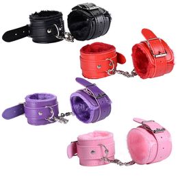 Bondage Sexy Adjustable Pu Leather Plush Handcuff Ankle Cuff Restraints Bondage Sex Toy Muply Restraints Sex Bondage Exotic Accessories