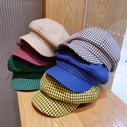 Berets Color Korean Ins Elegant Retro Plaid Octagonal Hat Beret For Women British Style Literary Painter Fashion Trendy CapBerets