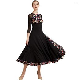 Stage Wear Print Standard Ballroom Dress Dance Dresses Flamenco Spanish Costume Waltz Fringe