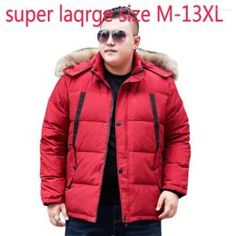 Men's Down Arrival High Quality Fashion Winter Hooded Fur Collar Jacket Men Extra Large Short Coat Plus Size M-10XL11XL12XL13XL