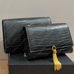 Genuine Leather Purse Handbag Totes Bag Alligator Pattern Women Tassel Shoulder Bags With Box And Dust Bags