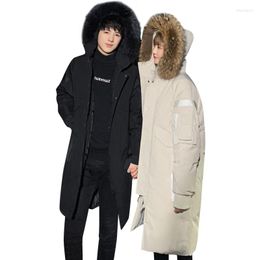 Men's Down 2023 Winter Couple Jacket Hooded Fashion Long Coat Men Windproof Waterproof Thick Warm Mens Clothing Parka