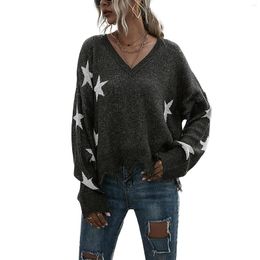 Women's Sweaters Womens V Neck Collared Oversized Fall Sweater 2023 Sexy Long Sleeve Knit Pullover Tunic Top