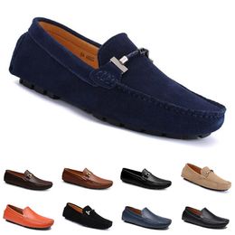 mens women Casual Shoes Leather soft sole black white red orange blue brown comfortable sneaker 043