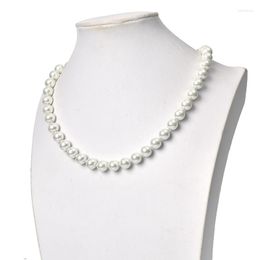 Chains Fashion Synthetic White Pearl Necklace 10mm Glass Women's Holiday Gift 18 Inches