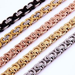 Chains Cool Jewellery 316L Stainless Steel Silver&Gold&Rose Gold Colour Flat Byzantine Chain Necklace For Men Boy 11mmChains