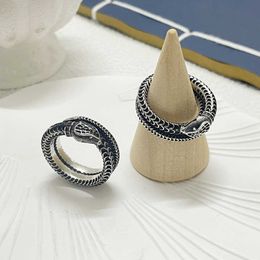 80% OFF 2023 New Luxury High Quality Fashion Jewellery for old silver trend INS snake ring hip-hop style