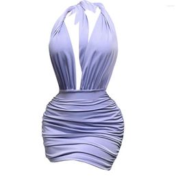 Casual Dresses Purple A Lin Sleeveless Sexy Backless Design Women Summer Breathable Comfortable Guangzhou Wholesale Skirts