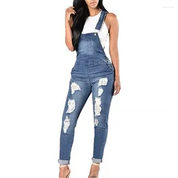 Women's Jeans Light Blue Denim Pants Slim 2023 Women's Clothing Worn-out Personality Ankle Length Suspenders Street Trendsetter