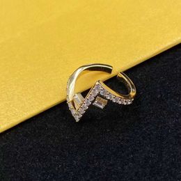 Factory wholesale 2023 New Luxury High Quality Fashion Jewelry for Rhinestone Brass Adjustable Open Premium Small Design Versatile Ring