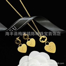 Factory wholesale 2023 New Luxury High Quality Fashion Jewellery for new suit double love necklace heart-shaped earrings