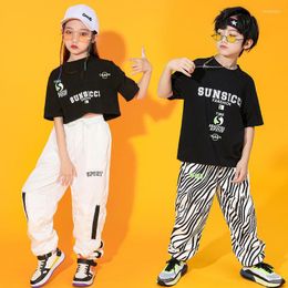 Stage Wear Boy Girl Jazz Dance Costume Children Street Hip Hop Modern Performance Boys Girls Short Sleeve Long