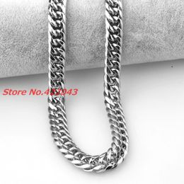 Chains 7-40" 16MM Heavy Silver Colour Polished Stainless Steel Mens Curb Cuban Chain Necklace Brand Trendy JewelryChains