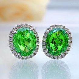 Stud Earrings SACE GEMS 925 Sterling Silver 8 10mm Oval Emerald Purple High Carbon Diamond For Women Sparkling Fine Jewellery