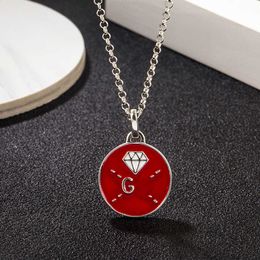 20% OFF 2023 New Luxury High Quality Fashion Jewelry for Sterling Silver Double pattern Necklace Red Enamel glue dropping trend sweater chain