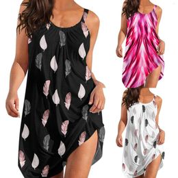 Casual Dresses Belted For Women Women's Fashion Sexy Sleeveless Cute Cartoon Print Hem Loose Beach Sweater Dress