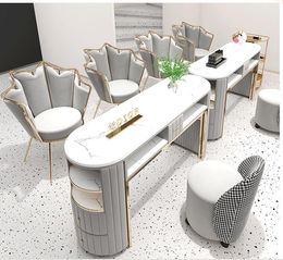 Nordic Dali dresser makeup table salon equipment furnitureNail marble manicure table and chair salon single double manicure table