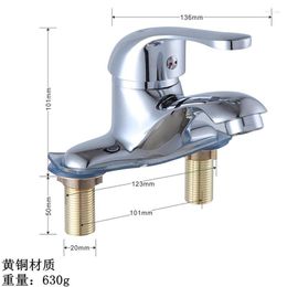 Bathroom Sink Faucets Basin Double Hole Faucet Public Toilet Wash Ceramic Column And Cold