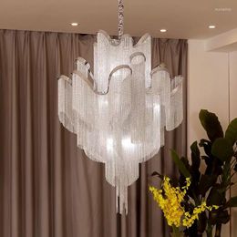 Pendant Lamps Nordic Tassel Chain Lights Creative Luxury Hanging Light Silver Gold Aluminium Lamp Fixtures