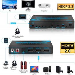 4KHDMI2.0b switch audio separation ARC three-in and one-out HDMI3 1 4K60HZ HDCP2.3