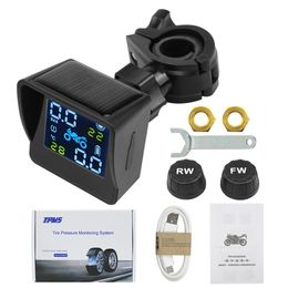 Best quality USB Solar Car Motorcycle TPMS Motor Tire Pressure Tyre Temperature Monitoring Alarm System with 2 External