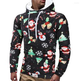 Men's Hoodies Winter Velvet Sweatshirts Xmas Printed Santa Claus Festival Coat Warm Slim Fit Hoodie Hiphop Streetwear Harajuku