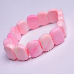 Strand Wholesale Fine Pink Natural Shell Bracelet Rectangle Beads Hand Row For Women Girl Gift Fashion Jewelry