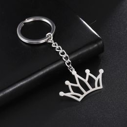 Keychains My Shape Hollowed Crown Pandent Keychain For Men Women Silver Color Stainless Steel Key Ring Chain Holder Llavero Para Mujer