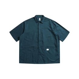 Men's Casual Shirts Short Sleeve For Men Japan Korean Fashion Streetwear Vintage Loose Summer Male Cargo BlousesMen's