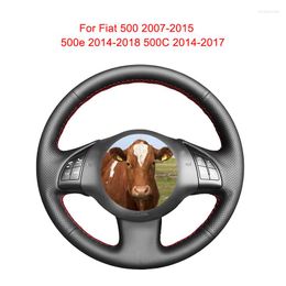 Steering Wheel Covers DIY Cowhide Leather Car Cover Customized Wrap For 500 2007-2023 500e 2014-2023 500C