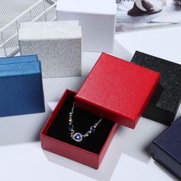 Jewelry Pouches Bags Square Cardboard Boxes Ring Bracelets Earring Gift Packaging Present Storage Display With Sponge InsideJewelry