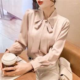 Women's Blouses Chikichi 2023 Spring And Autumn Korean Version Of The College Style Bow Satin Shirt Ladies Casual Women Tops