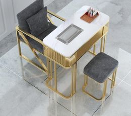 Nordic Dali dresser makeup table salon equipment furnitureNail New high-end manicure table and chair set, glass marble table top
