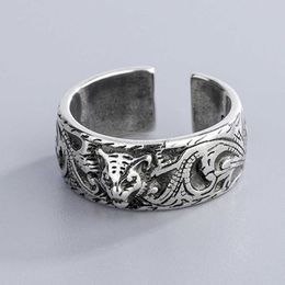 95% OFF 2023 New Luxury High Quality Fashion Jewelry for double leopard women's Thai silver tiger head carved pattern ring opening